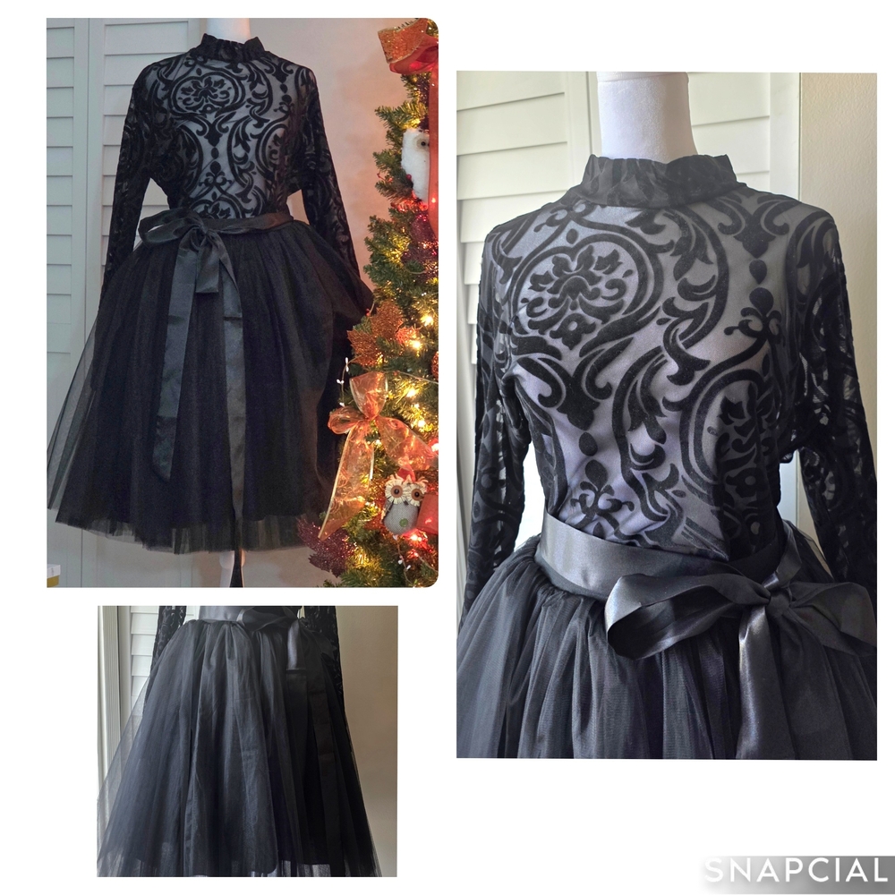 NOIR GLAM BLACK WOMEN 3PC SET 3XL BRAND NEW BODYSUIT/TULLE SKIRT AND SATIN BELT.